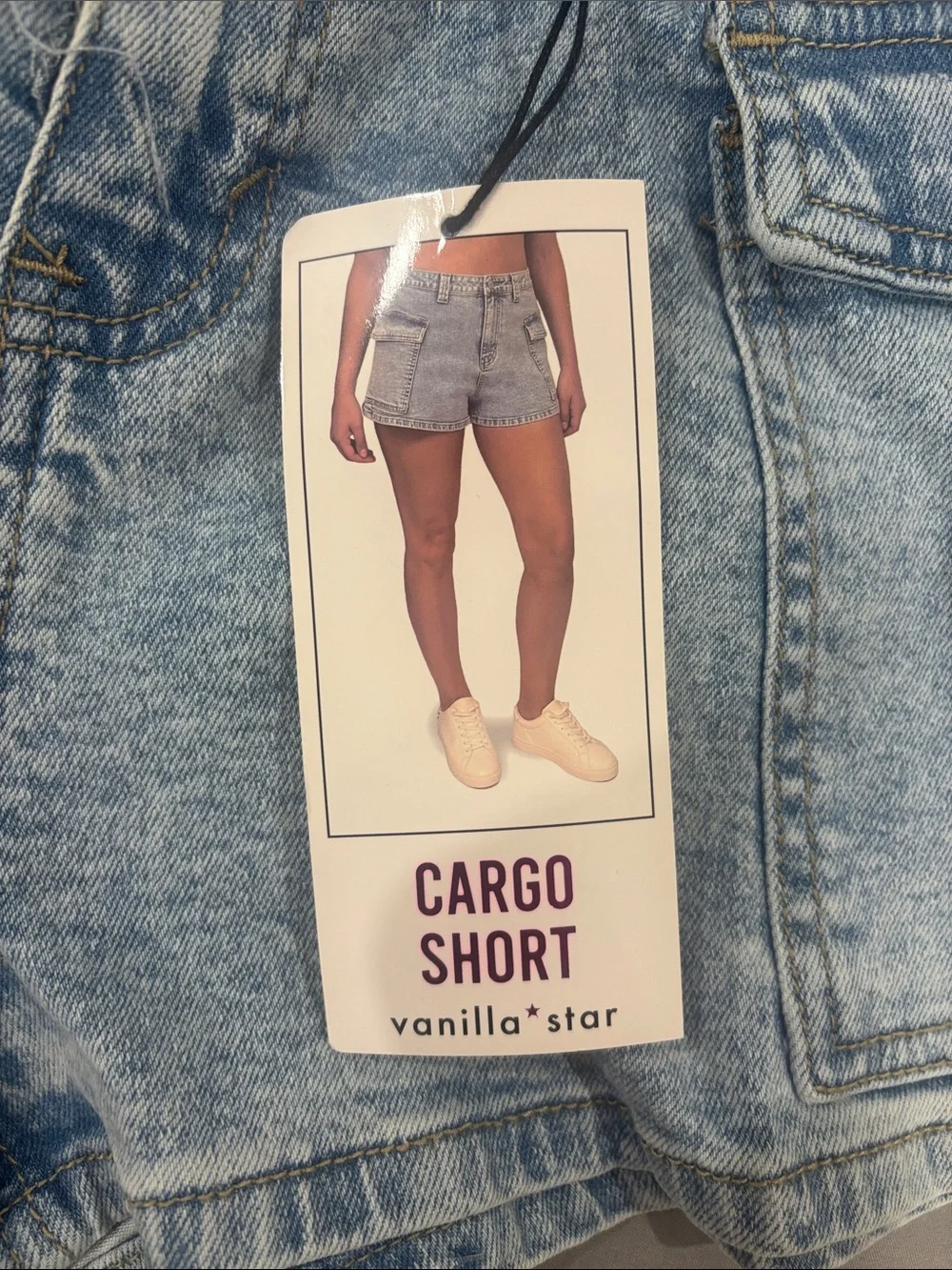 Vanilla Star Light Blue Cargo Denim Shorts